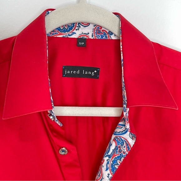 Jared Lang Button Down Shirt Red Size S/P - Picture 2 of 6
